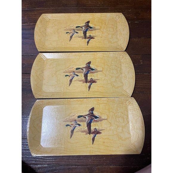 Vintage Haskelite Trays, Mallard Duck, set of six serving trays, vintage lithogr - Picture 3 of 9